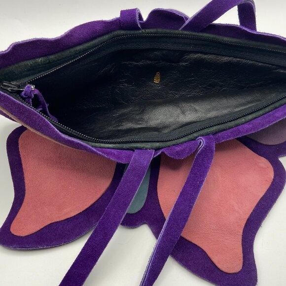 Vintage All Suede Leather Butterfly Purse Mark Cross England Brand 50's to 70's - Picture 7 of 14
